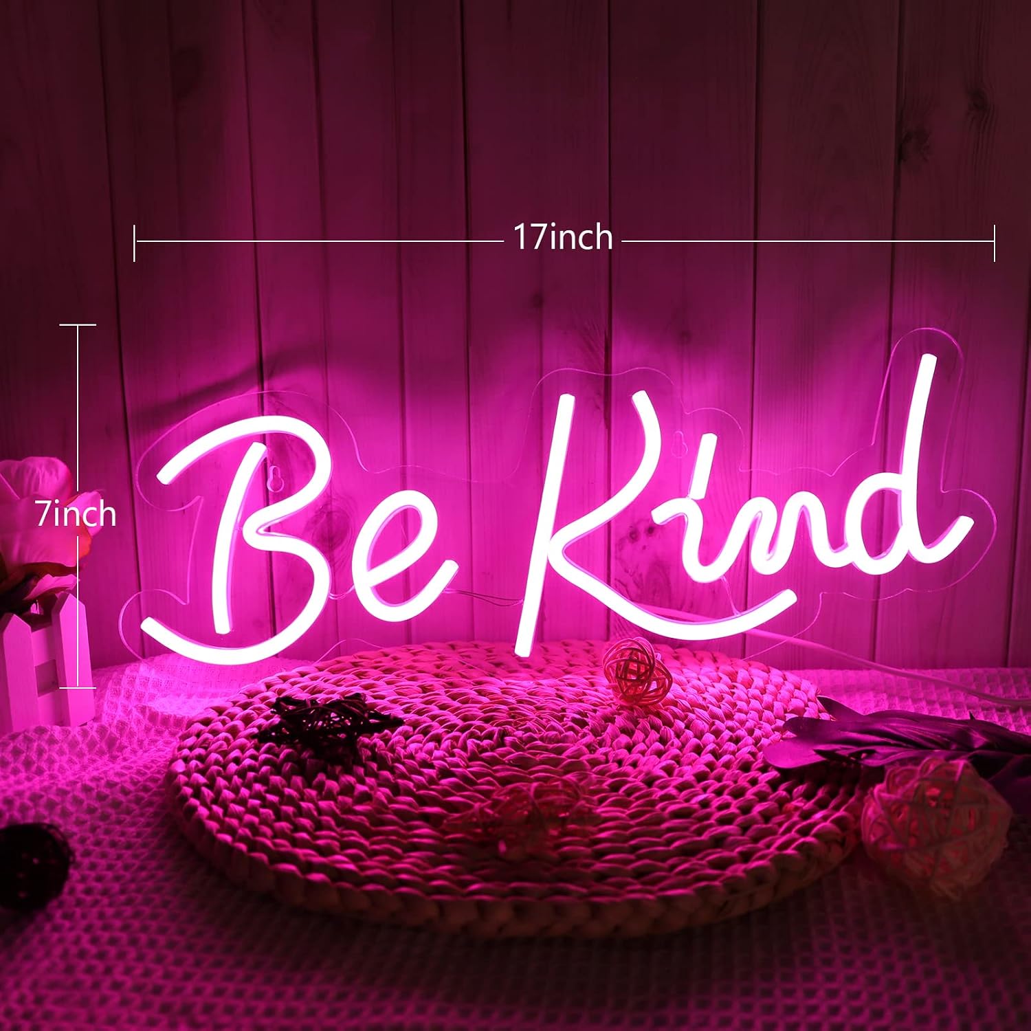 Be Kind Neon Signs for Wall Decor Neon Lights for Bedroom Led Signs Suitable for Living Room Man Cave Beer Bar Game room Hotel Birthday Party Restaurant Wedding Christmas17.5 * 7 Inch(Pink) image 2