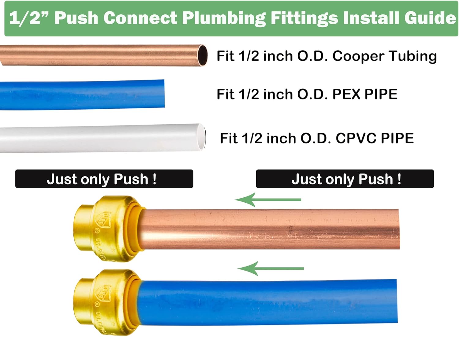 WHK 12 PACK 1/2" PEX Plug End CAP,Copper Cap 1/2" Push-to-Connect Plumbing Fitting for Copper PEX,CPVC With Disconnect Clip(Lead-Free Certificate)…
