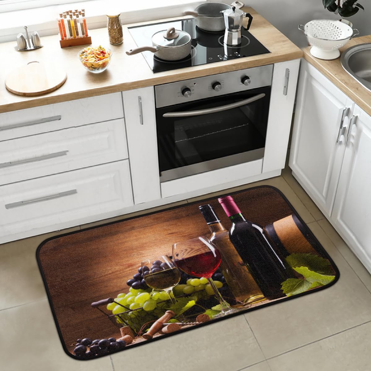Wine Theme Kitchen Mats Runner Rug Glasses of Red Wine Comfort Standing Mat Non-Slip Grapes Wine Area Rug Carpet for Floor Indoor Decor 39 x 20 Inch