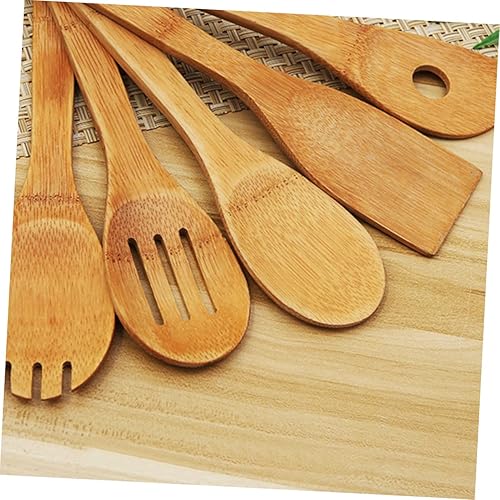 Miniatura 8 de Ensalada Tenedor Cuchara Cocina Madera Espátula antiadherente utensilios de cocina antiadherente y Turner en s para mezcla 6 piezas Set Arroz Paleta