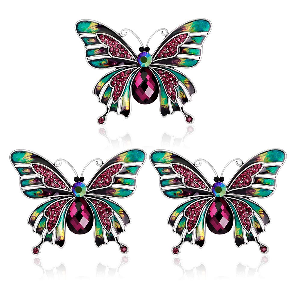 HUI JIN3 Pcs Pins Set Novelty Butterfly Brooch Badges for Adults Clothes Backpacks Decor