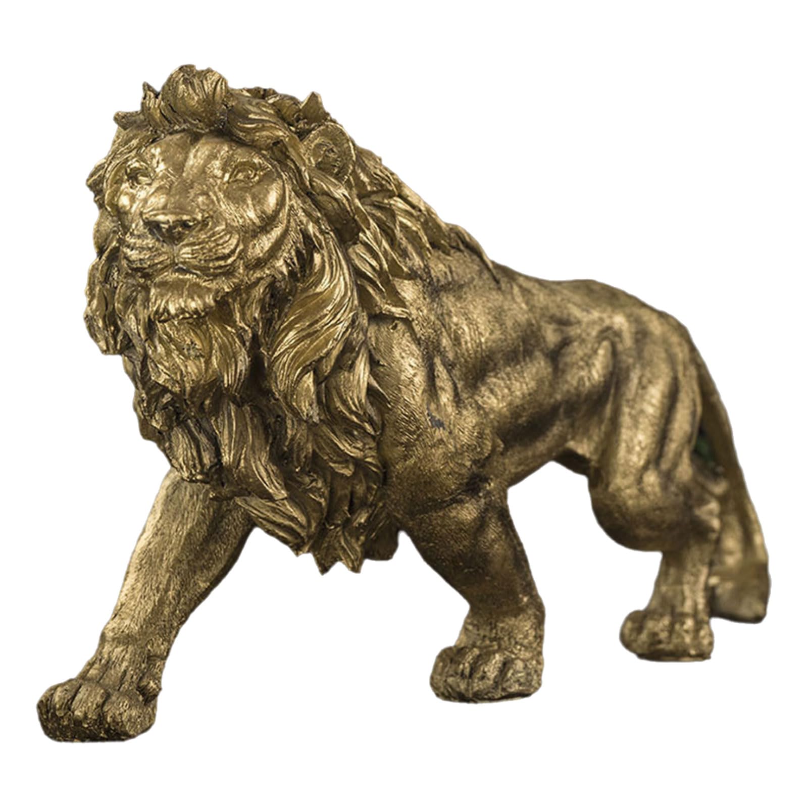 Estatua de león dorado para decoración del hogar, escultura de resina grande de Año Nuevo 2024, escultura de lujo para interiores, escultura moderna modelo de animal