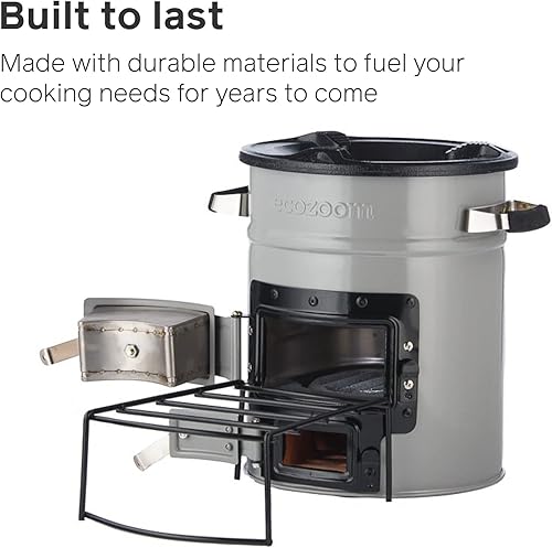 Miniatura 5 de EcoZoom Estufa de cohete  Estufa de combustible dual resistente (madera y carbón) portátil para campamento y emergencia, cuerpo aislado,
