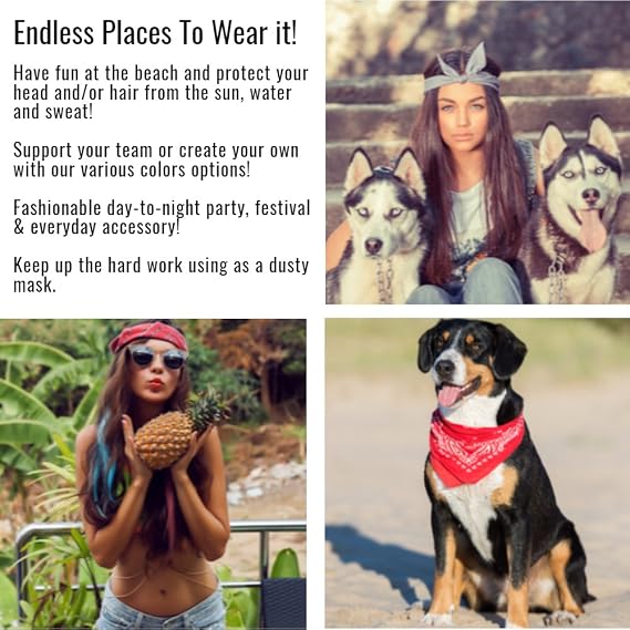 65 Pack Solid Polyester Bandanas - Wholesale Lot