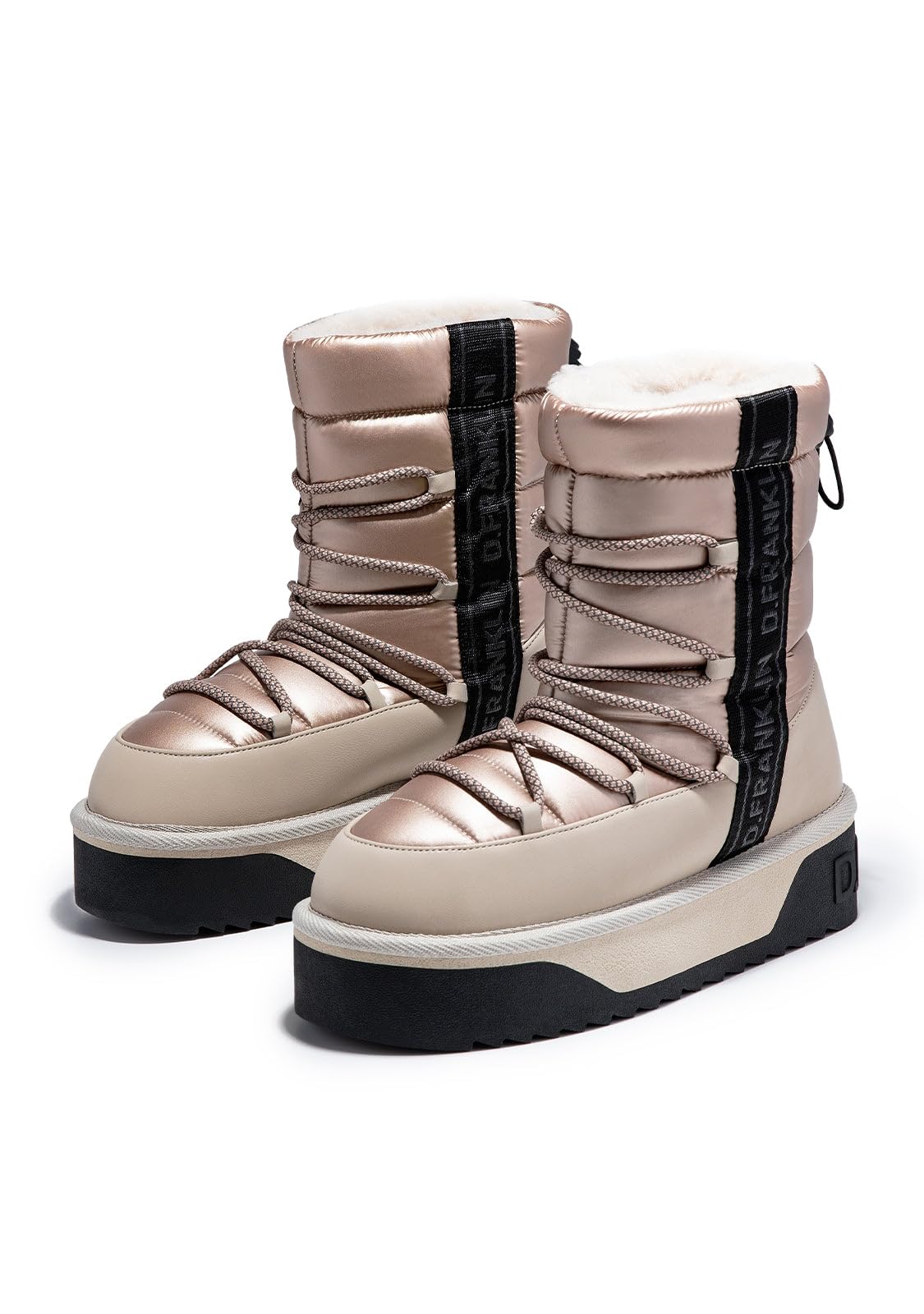 D.Franklin Damenstiefel, modisch, lässig, Bommel