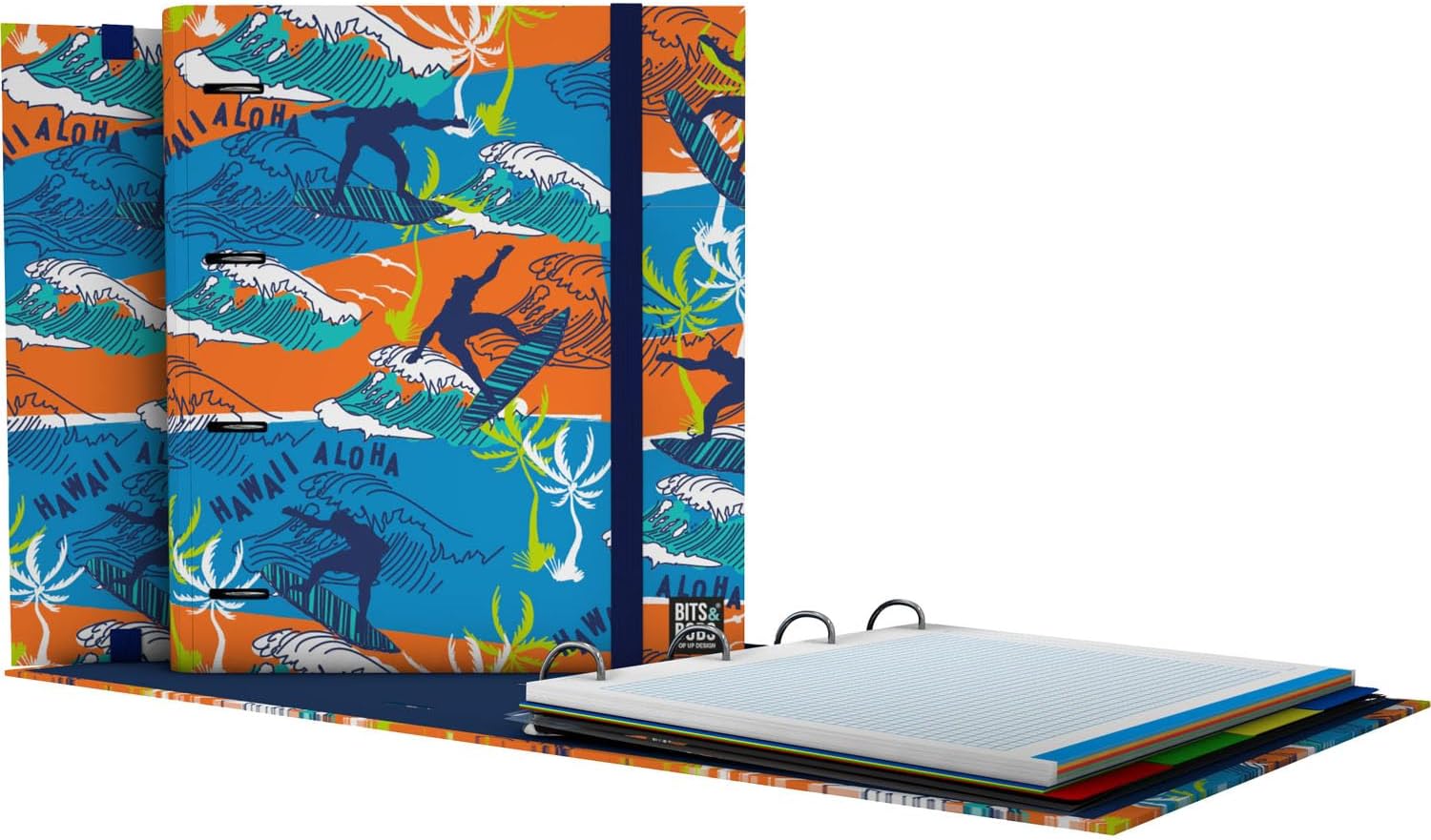 Grafoplás | 4 Ring Binder with Refill | A4 | Includes 100 5x5 Squared Sheets | Dividers | Transparent Envelope | Bits&Bobs Pop Up Design | NYC | Carpebook | FSC