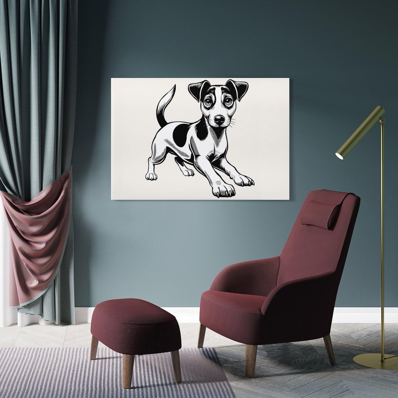 Junmoney Frame-Style-7 Jack Russell Terrier Decorative Canvas Print, 24X36inch(60X90cm), For New Home Styling, Lounge Or Bedroom, Wall Decor With Flexible Room Appeal
