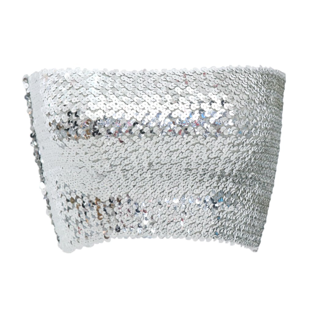 MYADDICTION Women Sequin Off Shoulder Tube Top Blouse Stretchy Chest Wrap Party Vest Silver Clothing, Shoes & Accessories | Dancewear | Adult Dancewear | Belly Dancing-image-0