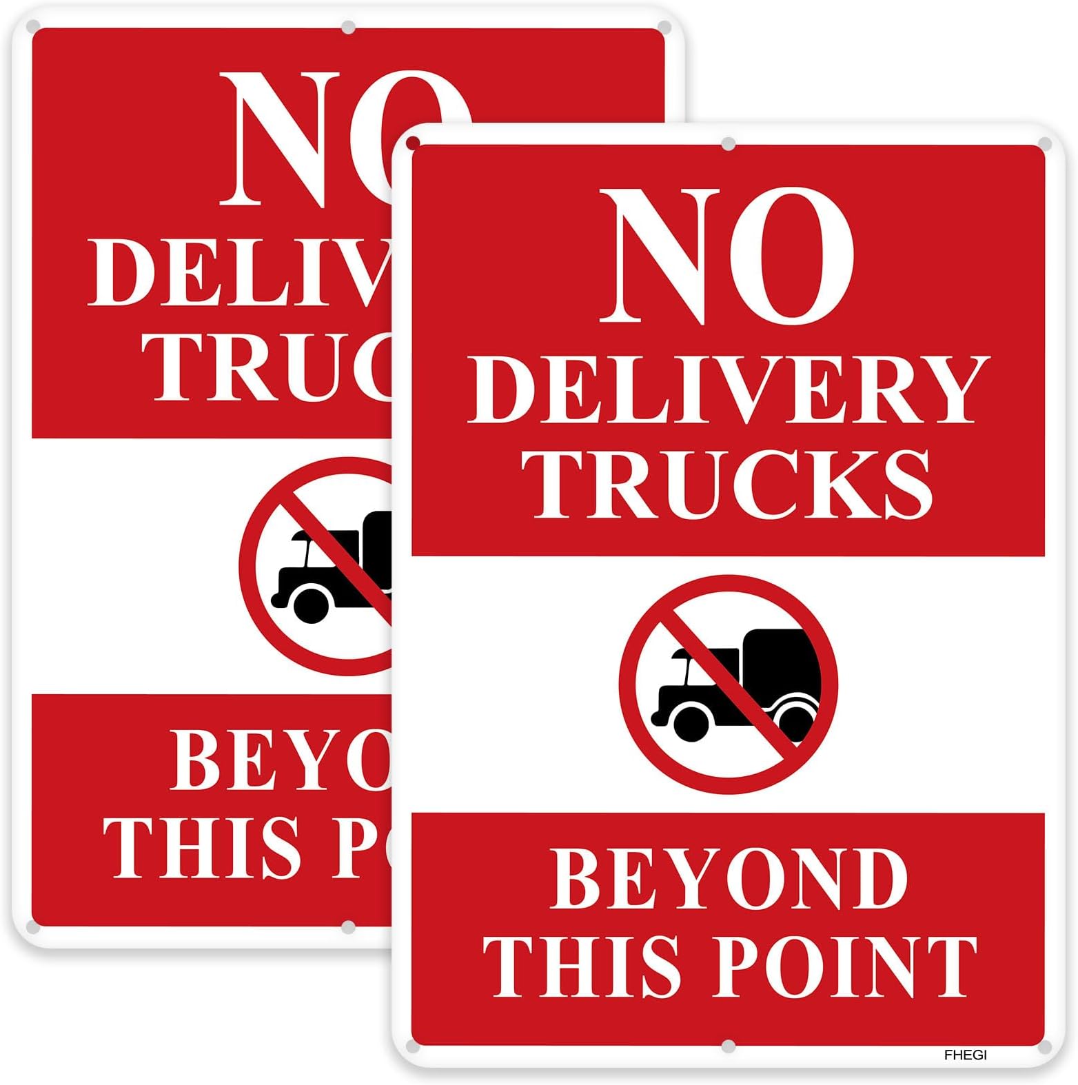 2-Pack No Delivery Trucks Beyond This Point Sign, 10"x 14" No Truck Signs, Metal Reflective Rust Free Aluminum, Waterproof Durable Ink Easy Mounting Outdoor Use