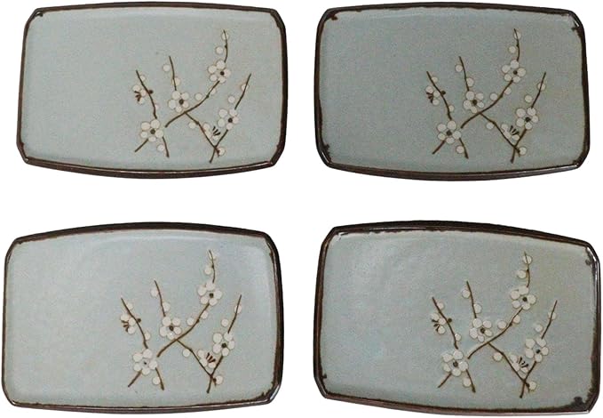 Pack De 4 Platos Rectangulares De Porcelana Soushun Sakura miniatura 8