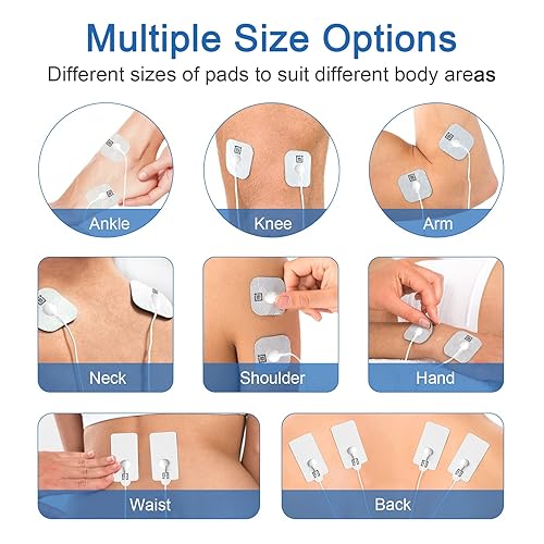 Miniatura 7 de TENS - Almohadillas de repuesto para unidades con conectores a presión (paquete de 20)  Almohadillas de electrodo reutilizables y autoadhesivas de