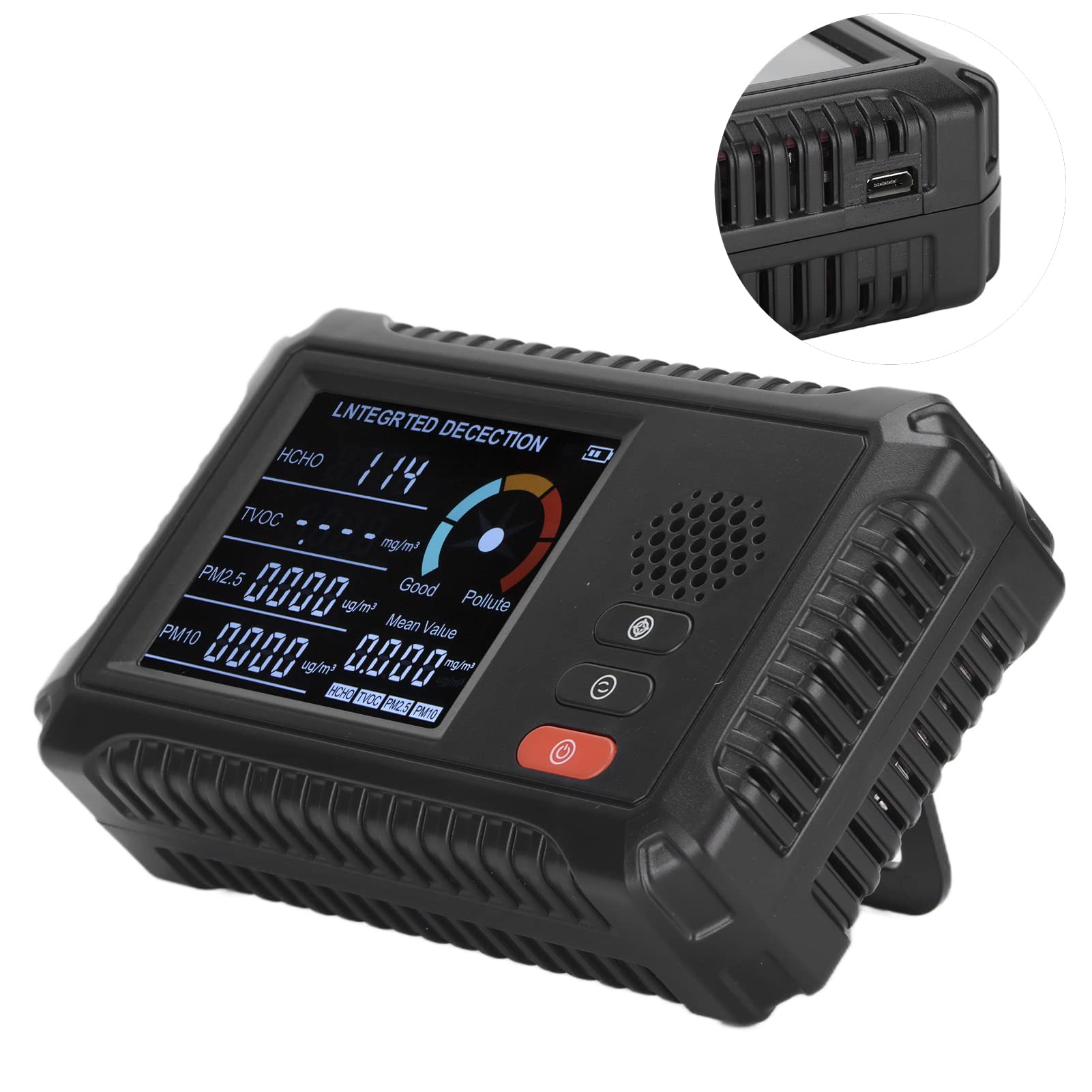 Air Monitor Indoor Outdoor, przenośny detektor CO2 TVOC HCHO, Mierzy dym pyłu PM2.5 Zanieczyszczenie, do biura domowego, zmniejsz ekspozycję na powietrze