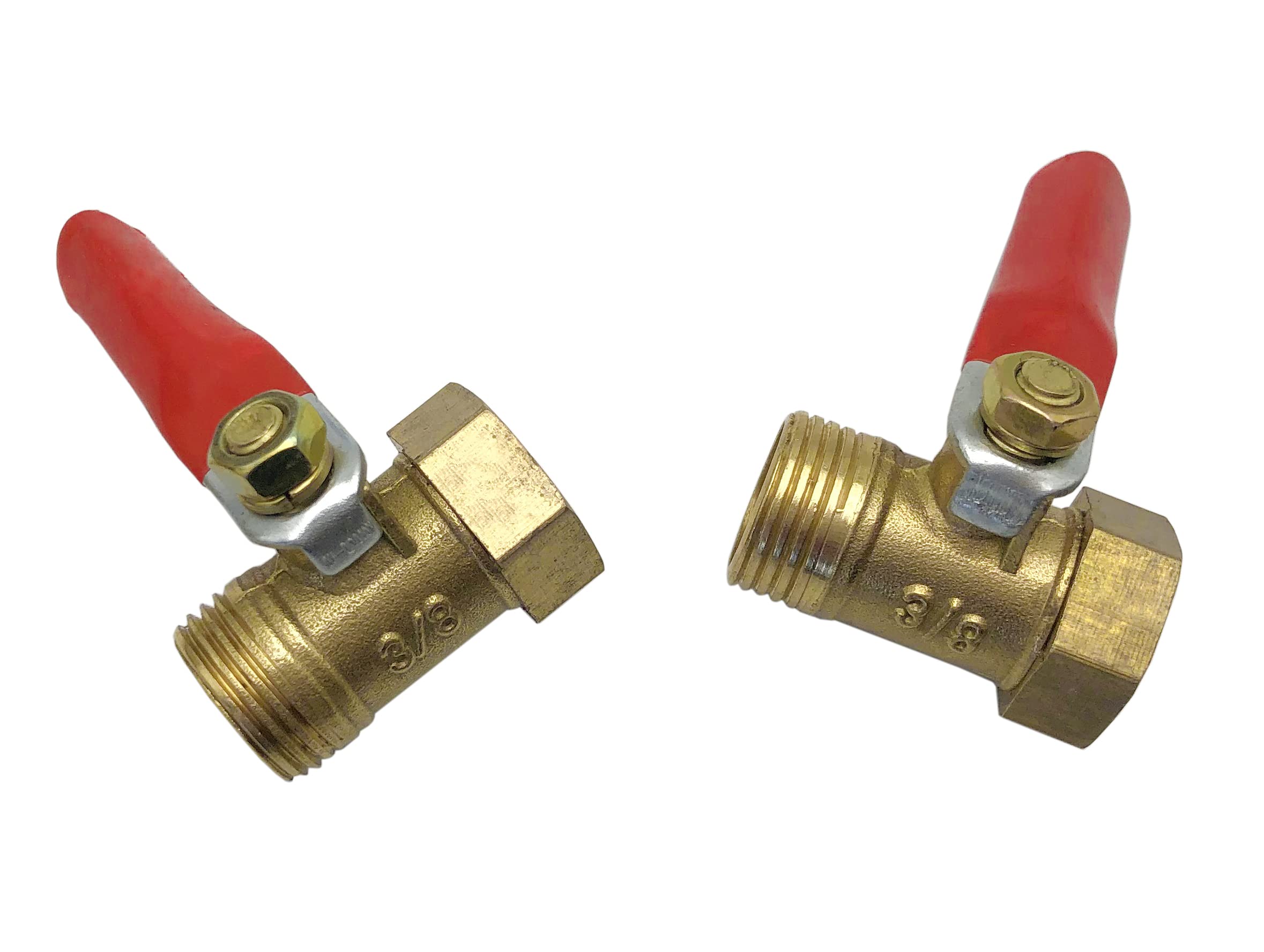 Mini Ball Valve Shut Off Switch, 3/8 INCH BSPT (Male) x 3/8 INCH BSP (Female) Brass Pipe Fittings, 180 Degree Operation Handle, 2 Pack