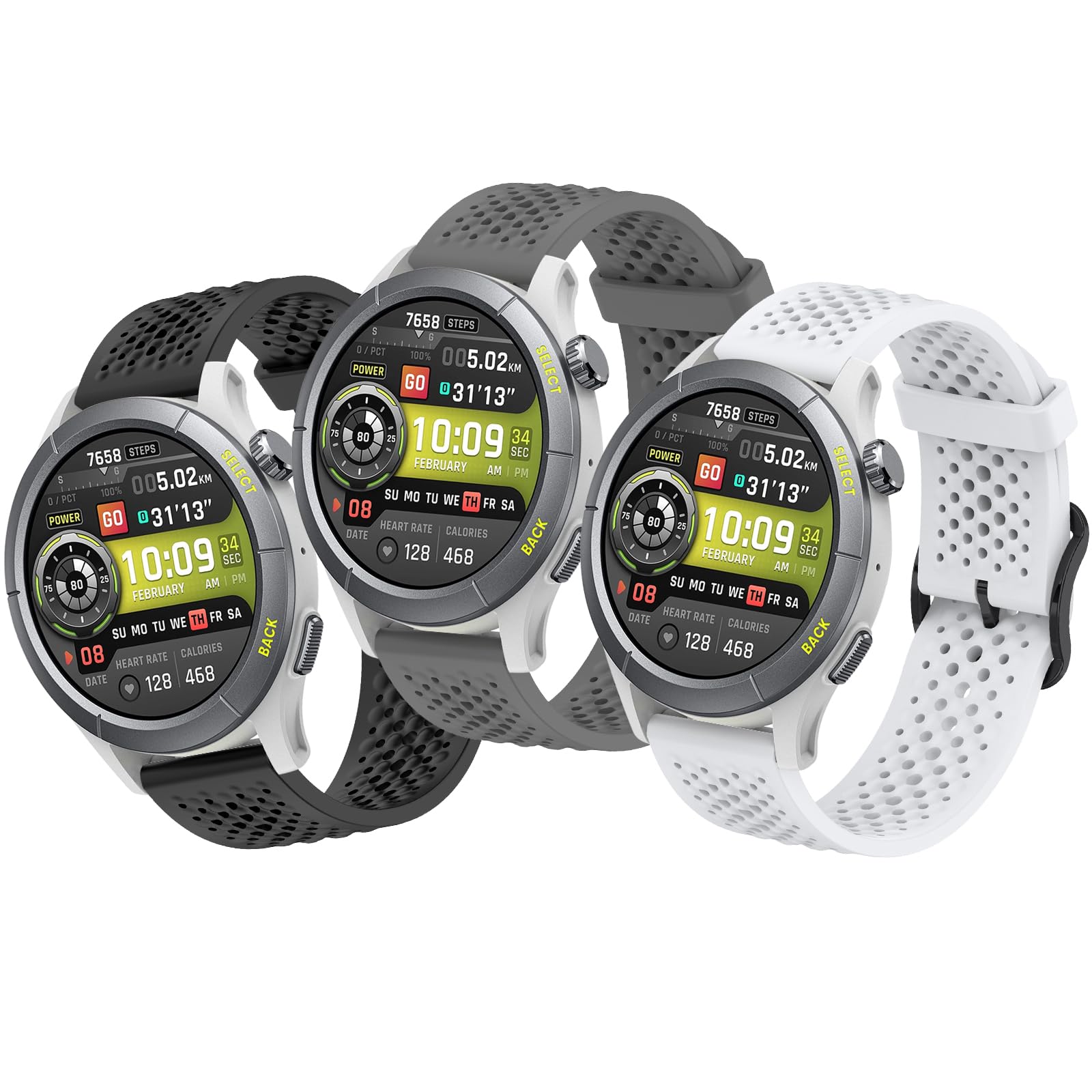 MIJOB 3 Pieces Silicone Bands Compatible with Amazfit Balance, Amazfit Cheetah and Amazfit Cheetah Pro, Waterproof Sports Strap, Breathable and Soft, Suitable for Men and Women | Correa de Silicona para Bip Max, Active Max,Deportiva Impermeable, Transpirable y Suave, para Hombres y Mujeres
