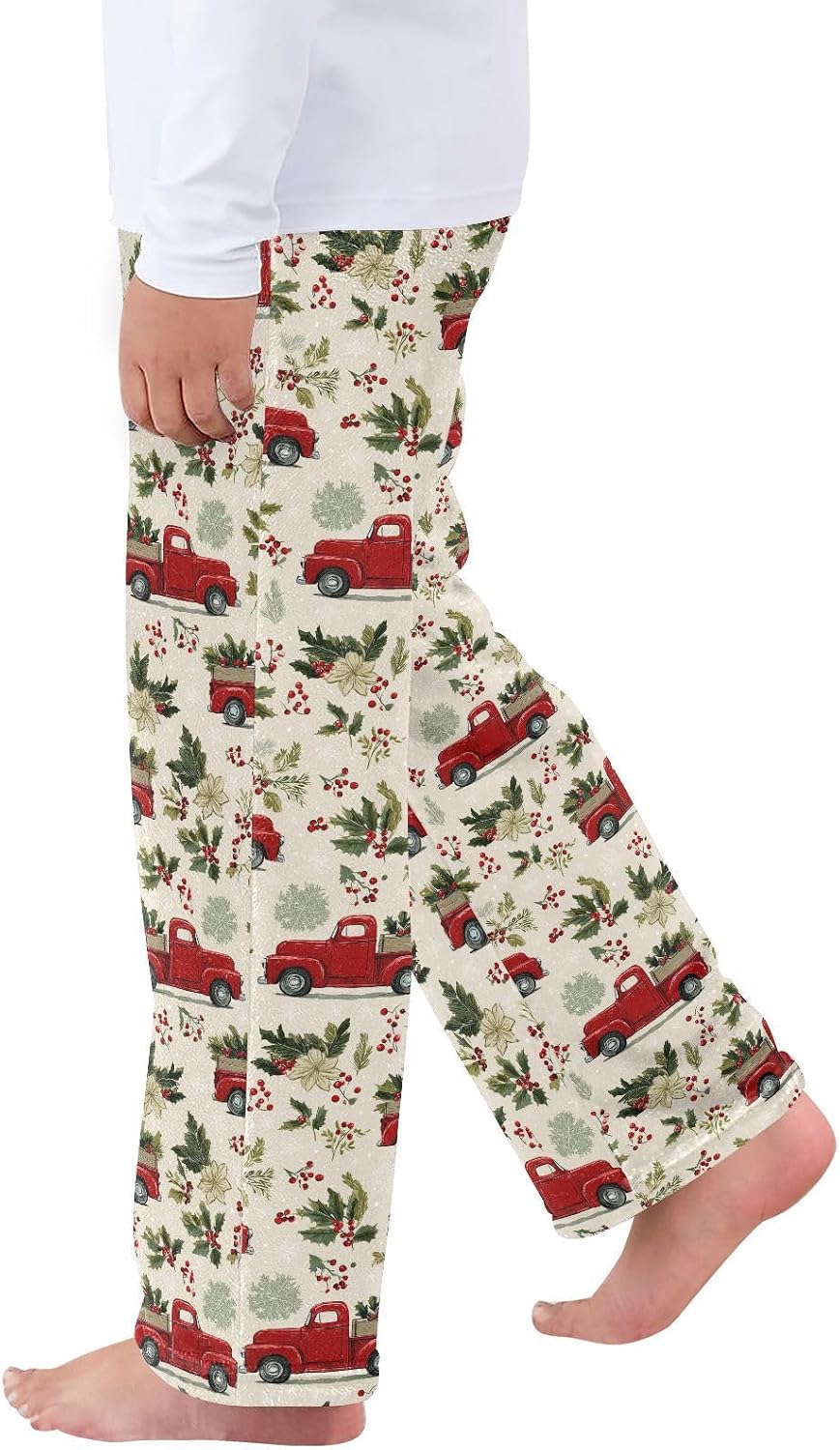 visesunny Vintage Christmas Red Trucks Boys Pants for Kids Fleece Bottoms Long Jogger Pants Trousers with Pockets Size 6-14Y
