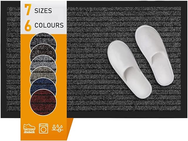 DURA Dirt Trapper Mat, Entrance Mat, Absorbent Washable Front Door Mat, Non-Slip Dust Control Barrier Mat for Indoor and Outdoor Use, Cleaning Doormat (Anthracite, 40 x 60 cm)