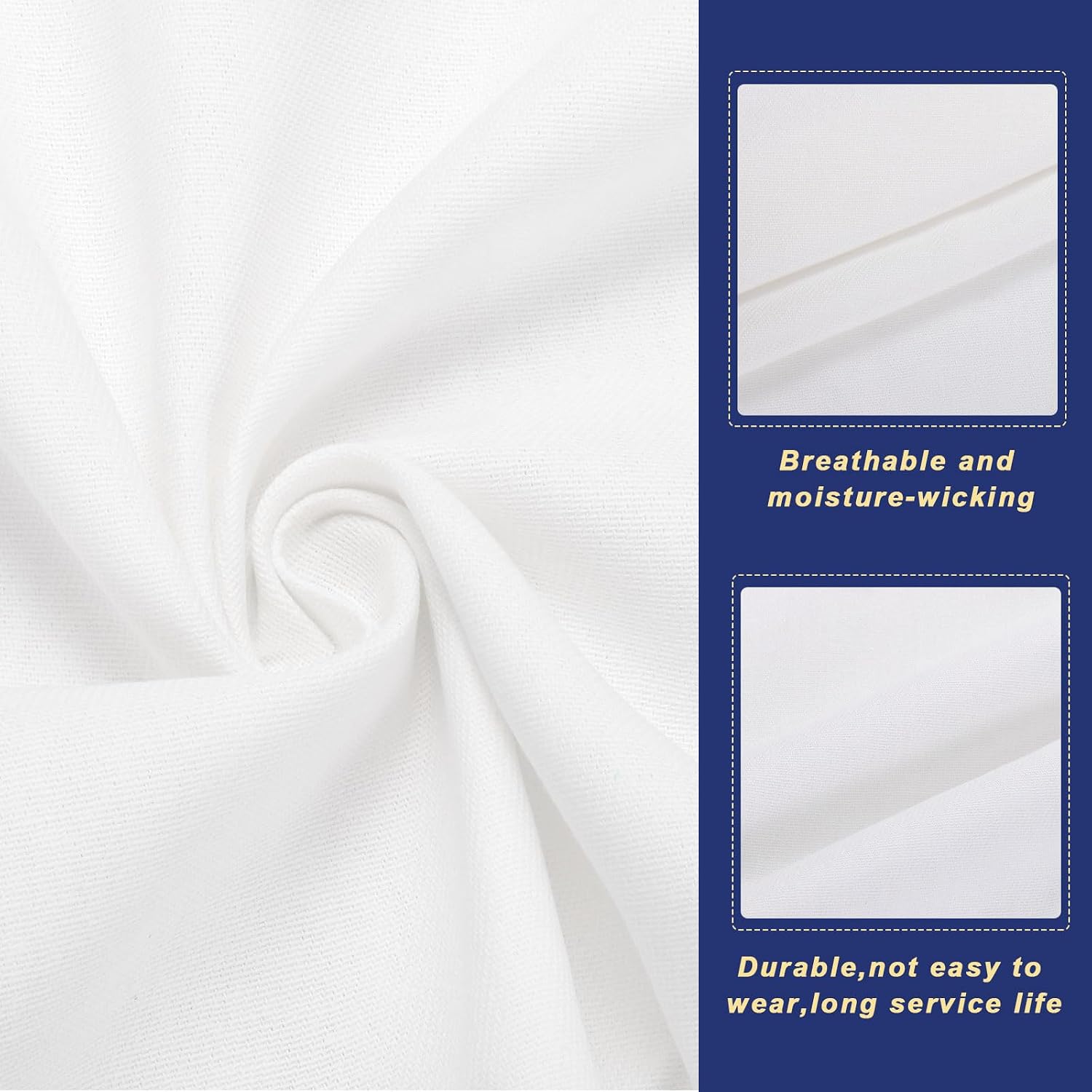 MECCANIXITY 12OZ Denim Fabric, 59 Inch Cotton Denim Material 2 Yard by The Yard for Sewing Quilting Clothes Fabric DIY Craft, Pure White