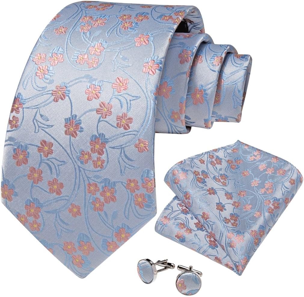 Men Neckties Floral Tie Men's Ties Sets Width Business Wedding Necktie Party Neck Handkerchief Cufflinks
