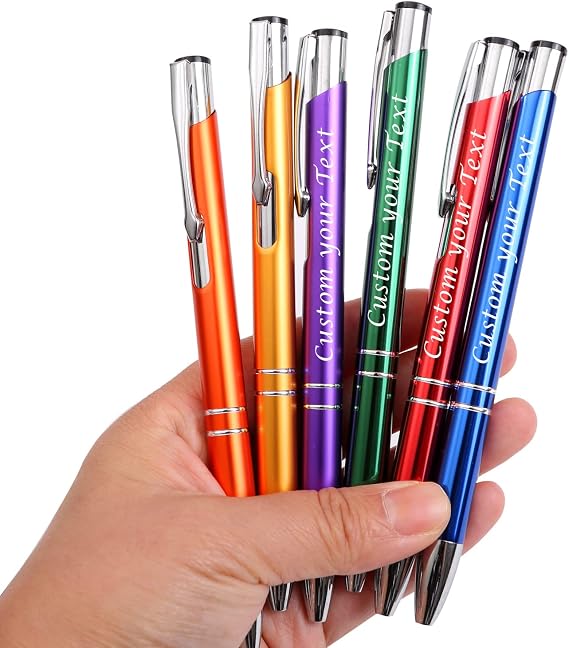 Personalized Business Pens Bulk Custom Text Order | Marketing Material Writing Tools Office Supplies Custom pens metal pen advertising pen Medium Point, Black Ink (5 pens, Blue)