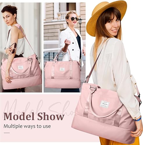 Miniatura 7 de Bolsa de fin de semana para mujer, bolso de viaje para artículos personales con compartimento para calzado, bolso marinero de viaje con bolsa de