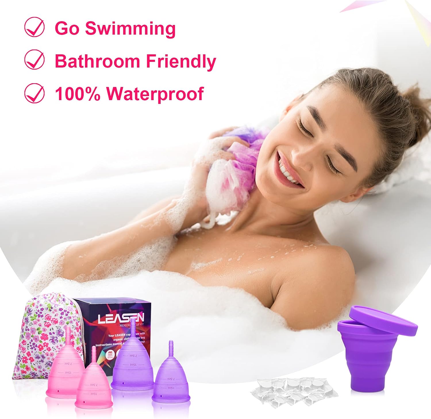 LEASEN Period Cup, Set of 4 Menstral Cups, First Period Cup Kit for Girls & Women with Menstrual Cup Wash, Premium Design with Soft, Flexible, Medical-Grade Silicone : Health & Household