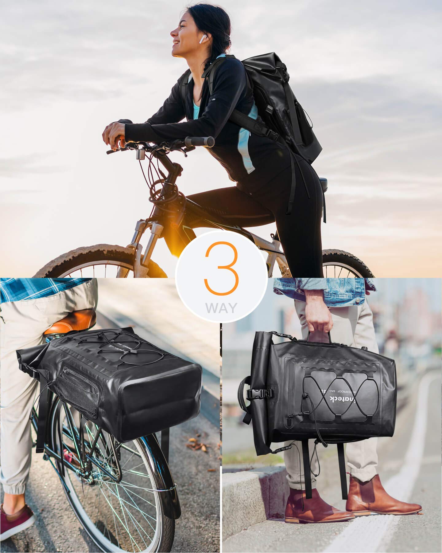 Inateck RollTop Rucksack Herren 30-35L Wasserdichter Multifunktionaler Organizer mit Abnehmbarem Schulterriemen Auslassventil Wasserdichtem Reißverschluss Für Radfahren Outdoor Wandern