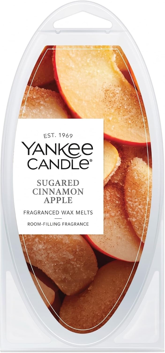 Yankee Candle Scented Wax Melts for Wax Warmers, Long Lasting Home Fragrance, Odor Eliminating Wax Cubes, Sugared Cinnamon Apple, 6 Count (Pack of 1)