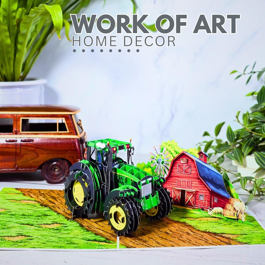 Pop Up Fathers Day Card, 6x8 inches Tractor Fathers Day Card for Dad, Husband, Son, Grandpa, Birthday Gift For Dad, Son, Husband, Grandpa, Men With Envelope - Image 2