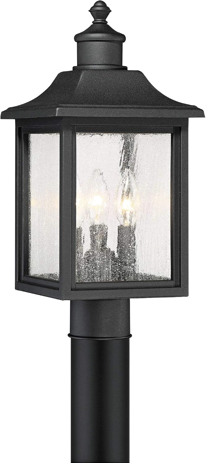John Timberland Moray Bay Mission Outdoor Post Light Fixture Style Black Steel 17" Clear Seedy Glass for Exterior House Porch Patio Outside Deck Garage Yard Garden Driveway Home Lawn Walkway