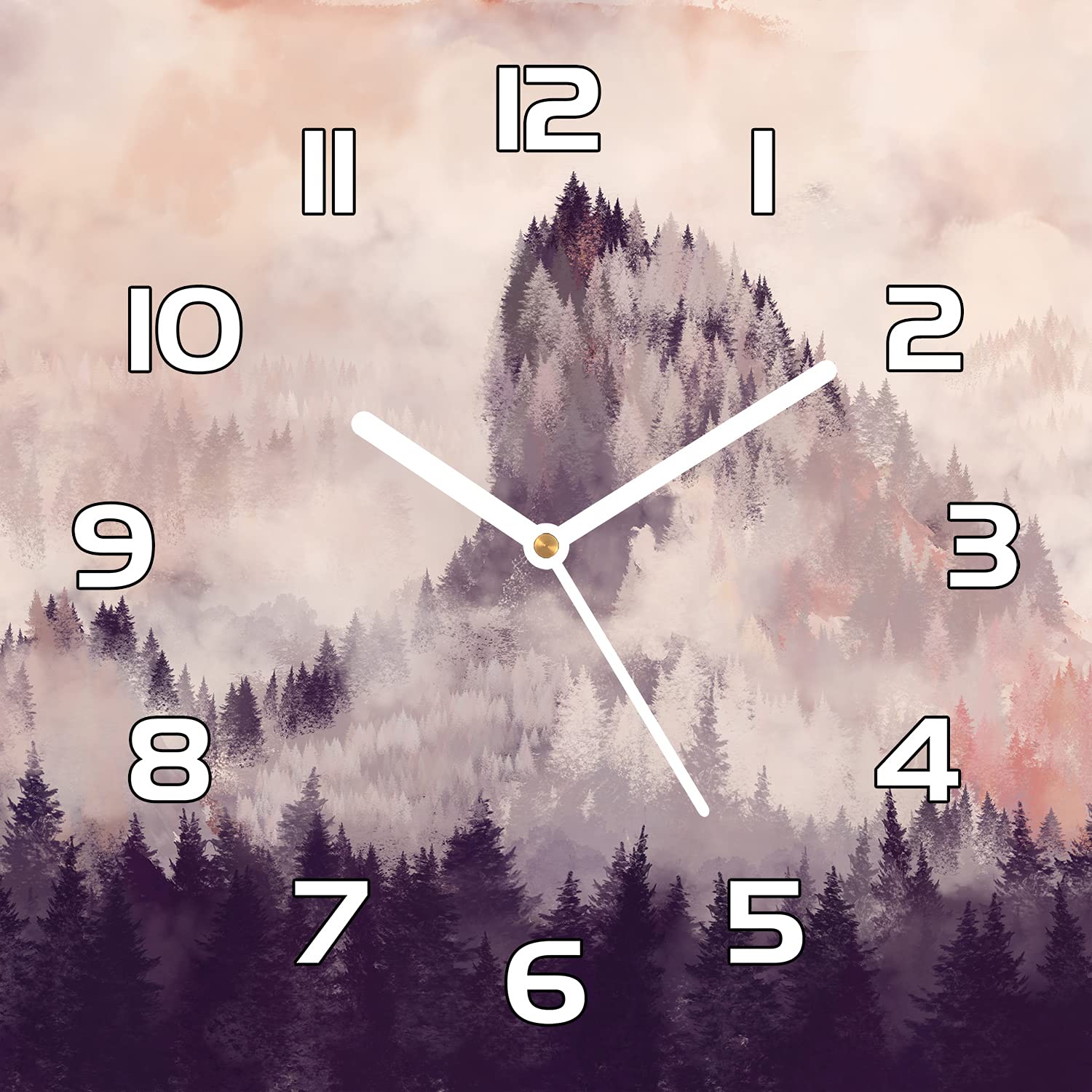 Horloge murale cuisine et salon avec motif montagne au coucher de soleil 30x30