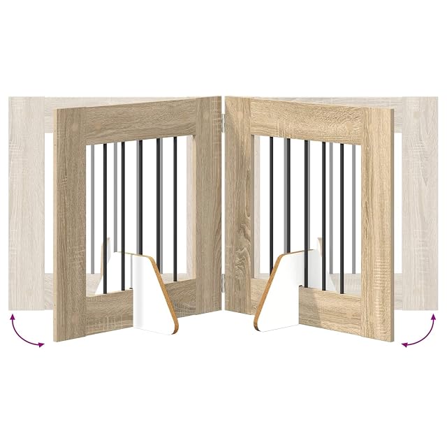 Foto 4 de 8 de vidaXL Puerta para Perros Plegable con Soportes 4 uds. Roble Sonoma