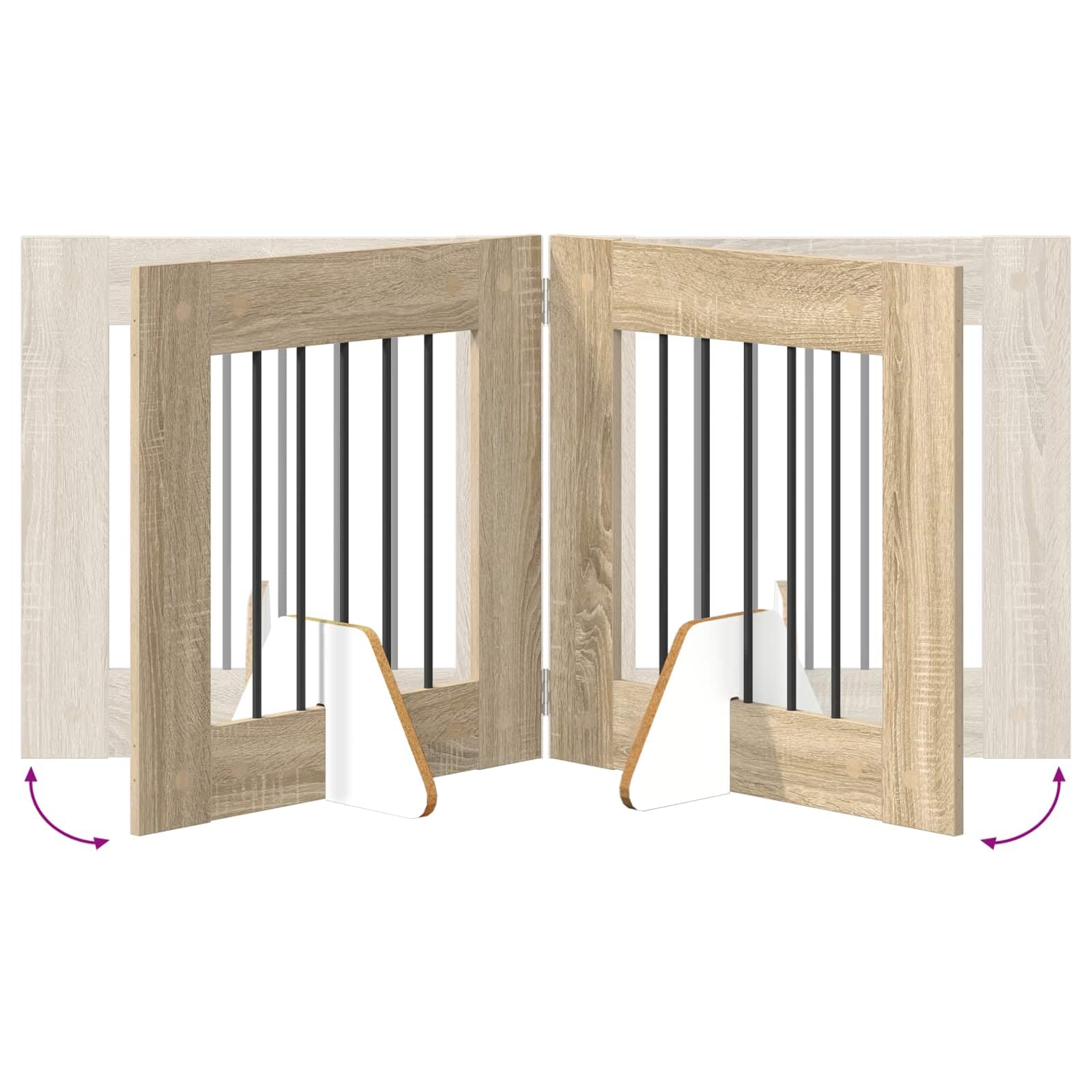 Portería para perros con soporte de madera de roble Sonoma, 241 x 60 cm, plegable, 4 piezas, interior para perros, cachorros, seguridad, protección