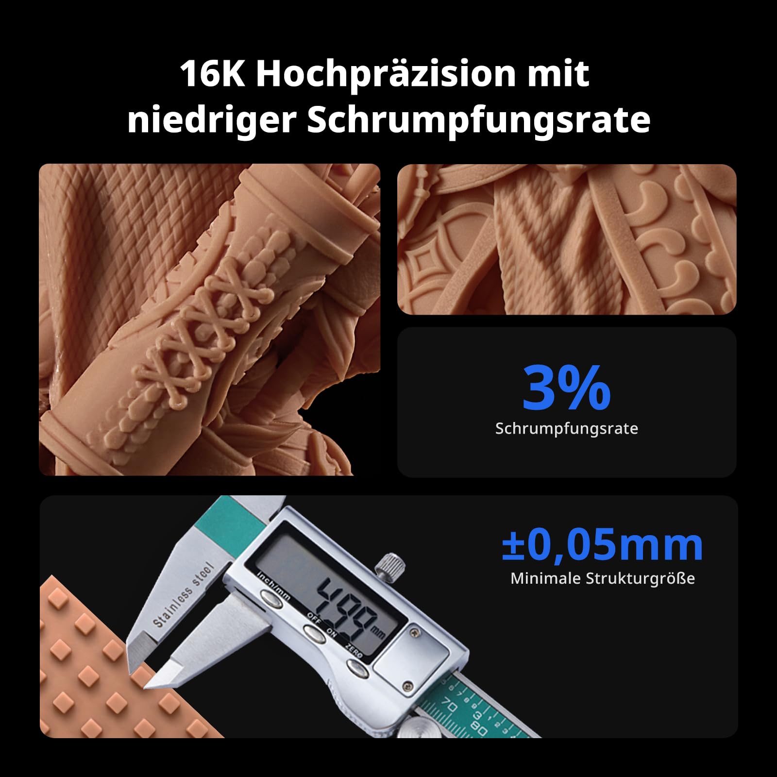 Anycubic 16K Standard 3D Printer Resin, Blue Mist Gray, 1000g, 4PCS | Geringe Schrumpfung, 85D Härte, matte Textur für Miniaturen und mechanische Teile, geruchsarm, 405 nm LCD/DLP-kompatibel