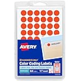 Color-Coding Removable Labels, 1/2 Inch Round Stickers, Neon Coral, Non-Printable, 840 Dot Stickers Total (5051)