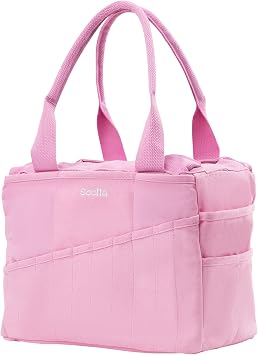 Soolla Studio Bag: Pottery Tool Bag & Craft Storage, Art Supply Organizer, Washable Tote, Knitting Yarn, Crochet Projects, 30 Pockets, 20+ Canvas Colors, Gift for Artists & Teachers (Flirty Flamingo)