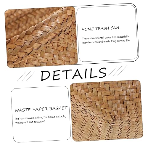 Miniatura 9 de NUOBESTY Bote de basura de mimbre, cesta de basura de ratán, macetas de jacinto, cesta de almacenamiento tejida para oficina en casa