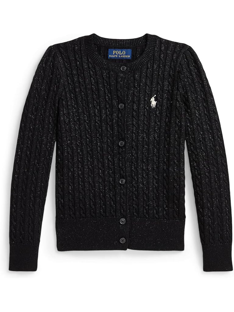 Black Polo Ralph Lauren Metallic Mini-Cable Cardigan (Toddler/Little Kid)