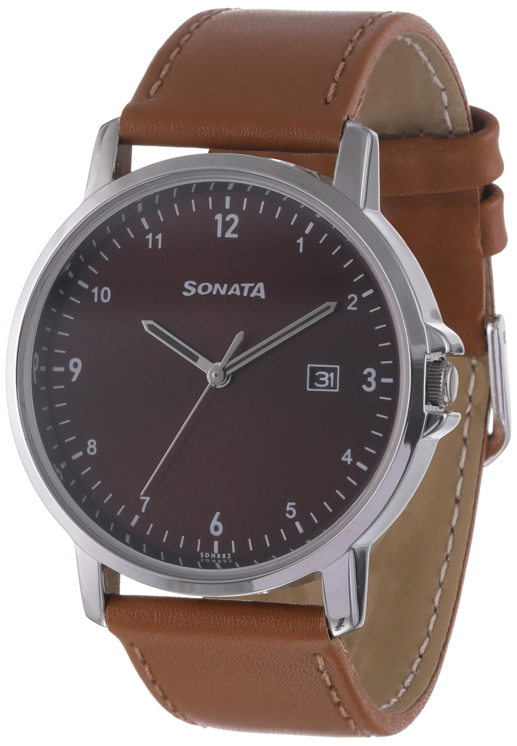 Fastrack Sonata Quartz Analog with Date Brown Dial Leather Watch for Men-77083Sl09 (B0C5MZHNNJ) Amazon Price History, Amazon Price Tracker