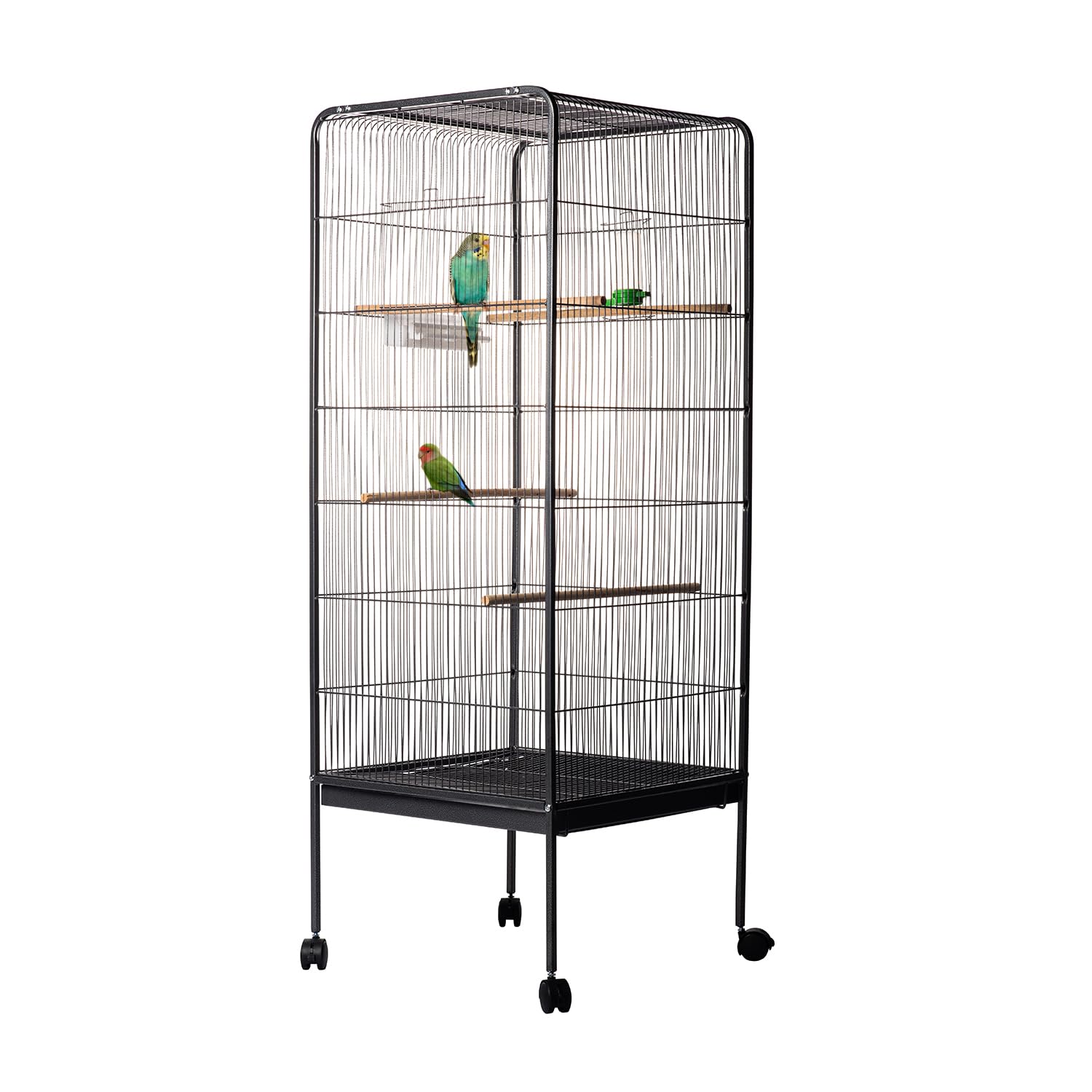 AQPET Voliera per Uccelli Canarini e Volatili, Gabbia Completa in Metallo Senza Tetto, Adatta per Interno, Dimensioni 146x54x54 cm, Colore Nero