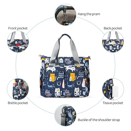 Miniatura 4 de Bolsa de pañales impermeable para mamá y papá, bolsas de viaje medianas multifunción (paraíso de gatos)