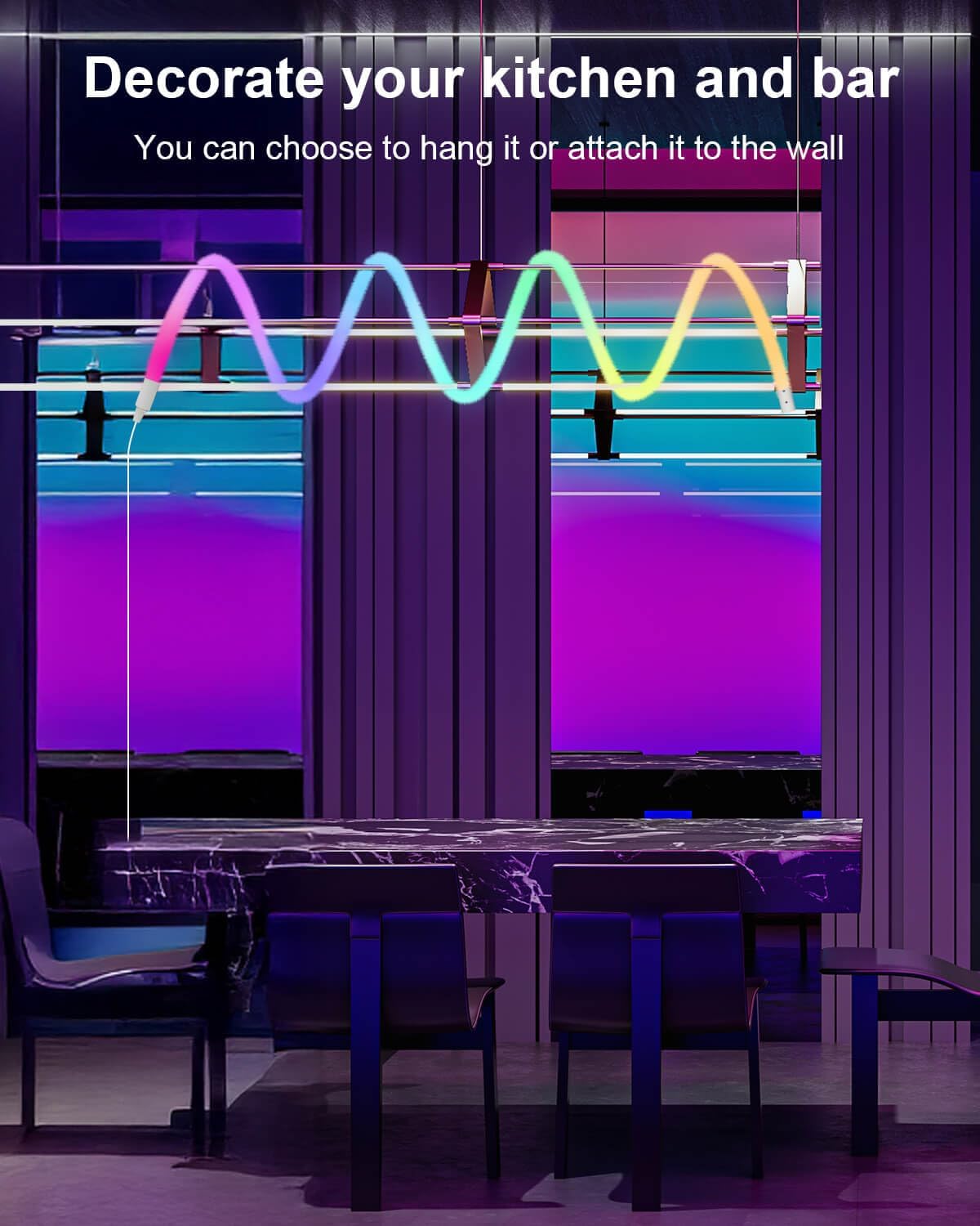 LED Neon Rope Lights, 16.4ft RGBIC 360° Luminous 5v USB Bluetooth APP Control Music Sync IR Remote Color Changing Smart LED Strip Lights for Bedroom Gaming Party Decor