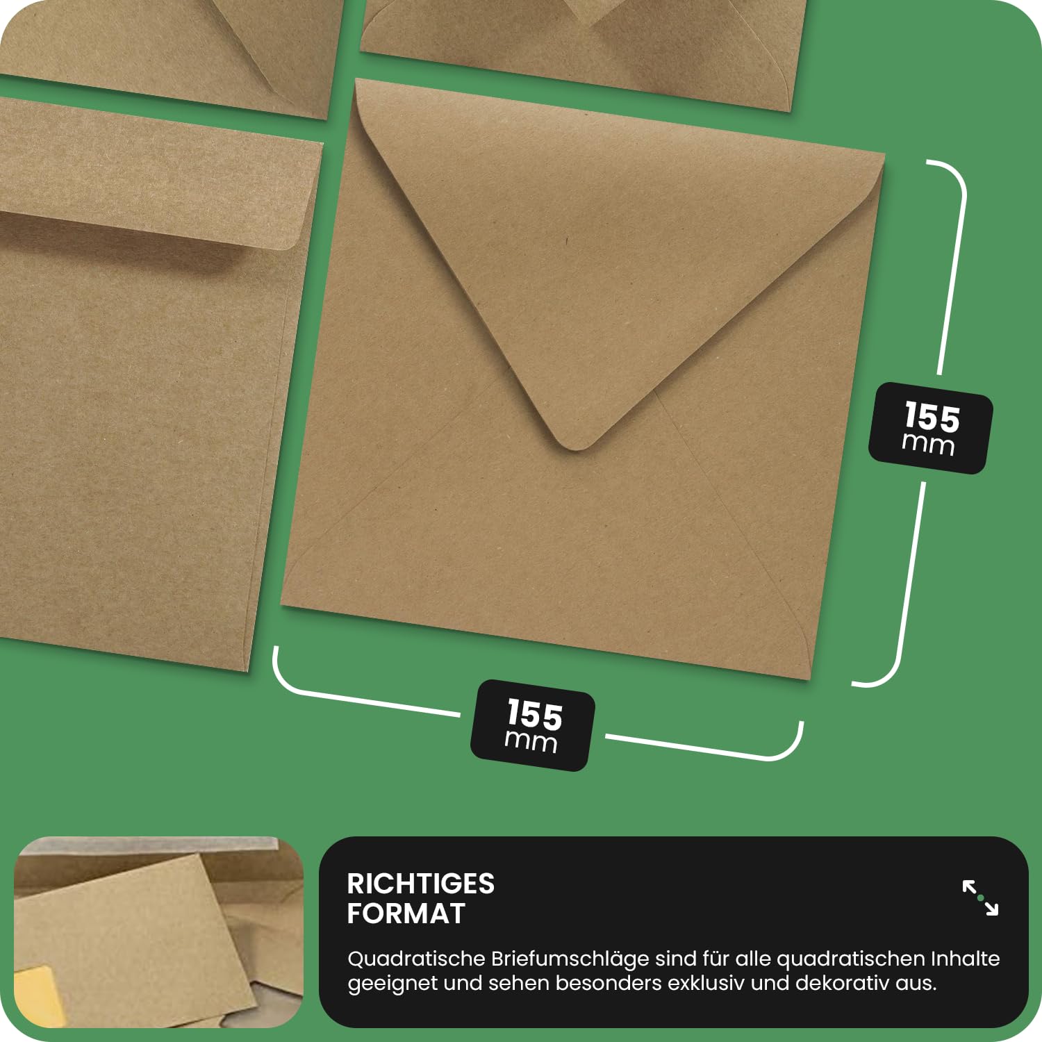 Netuno 25 zandbruine vierkante kraftpapier enveloppen EKO