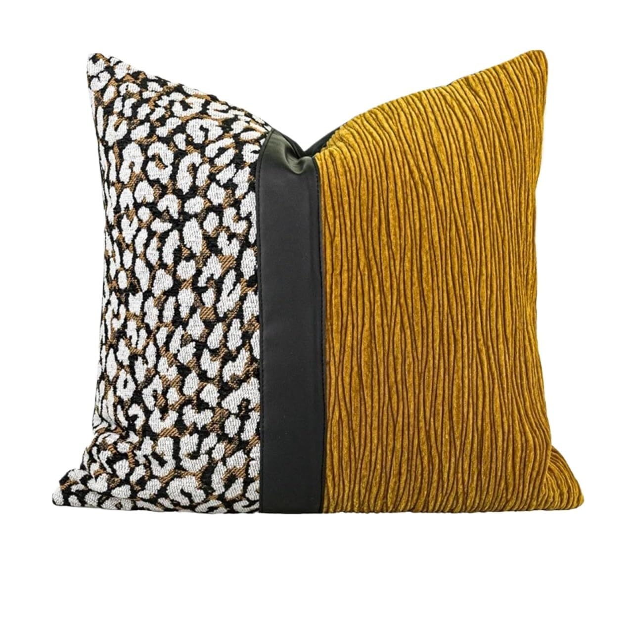 XPJYUA Chenille Pillow Covers Gold Metallic Leopard Panthera Jacquard Lumbar Pillowcase Chenille Oblong Stunning Cushion Cover(50x50cm(NO FILLING))