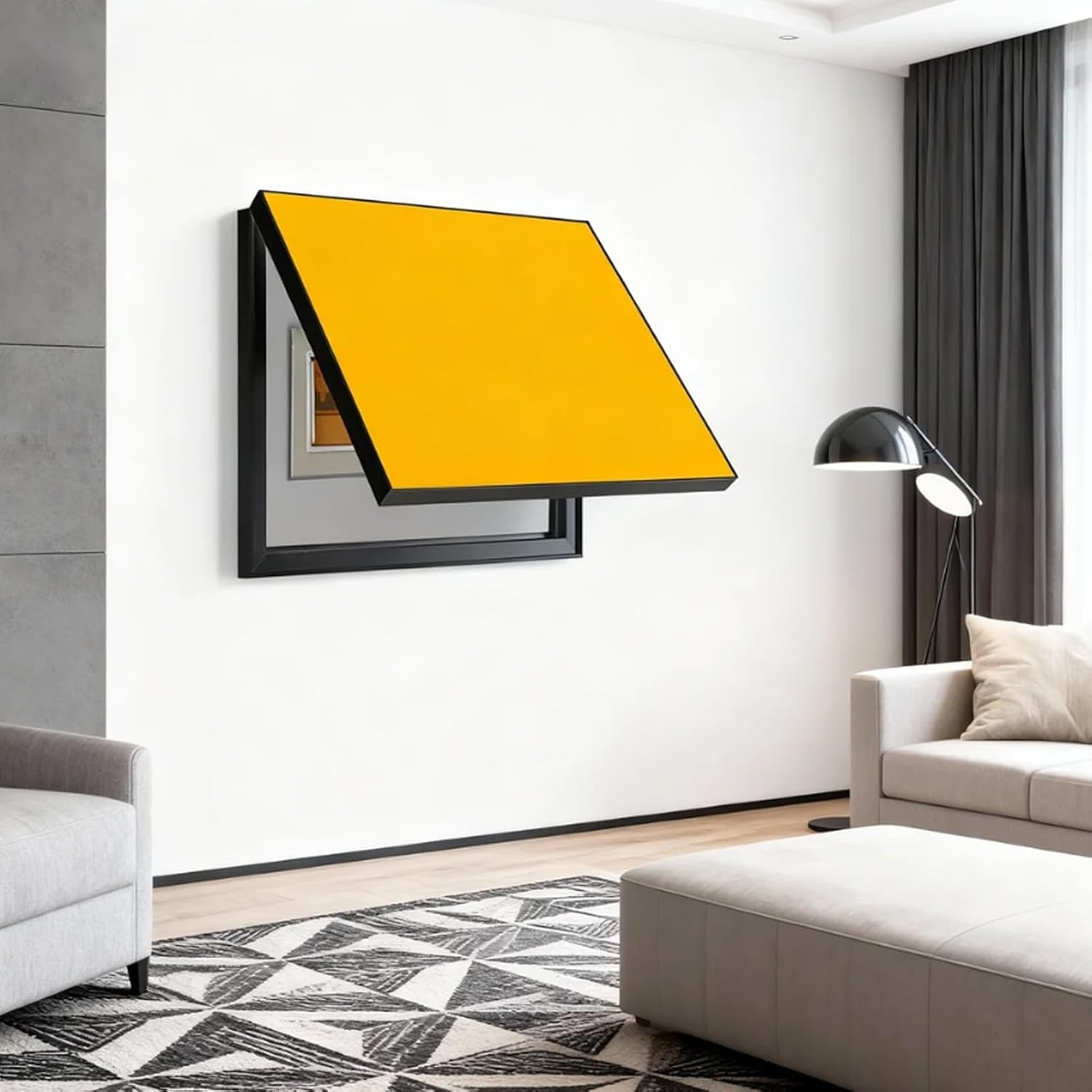 Modern Solid Color Electric Panel Cover, Decorative Wall-Mounted Fuse Box Cabinet, Flip-Up Power Distribution Switch Box, 60 x 40 cm (23 5/8" x 15 3/4"), Indoor Home Use, Style F