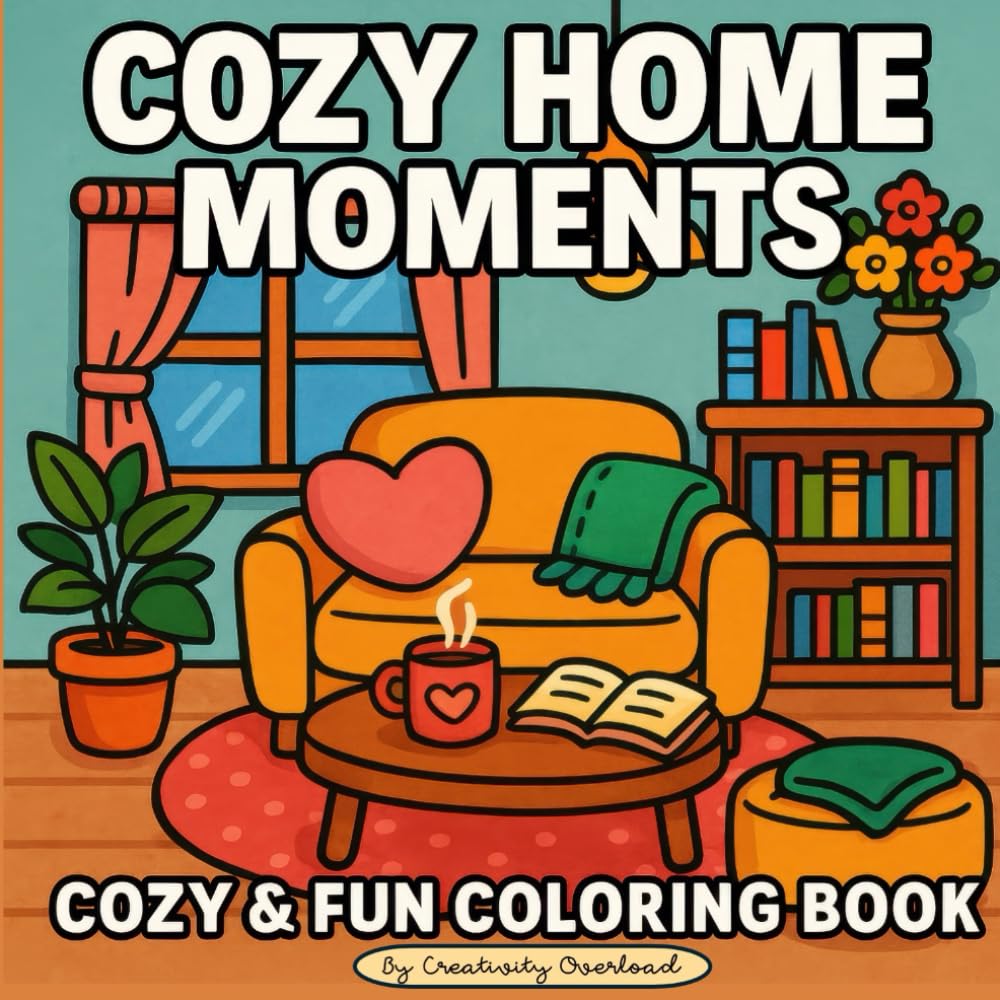 Cozy Home Moments: A Cozy Coloring Book of Home Scenes and Simple Comforts