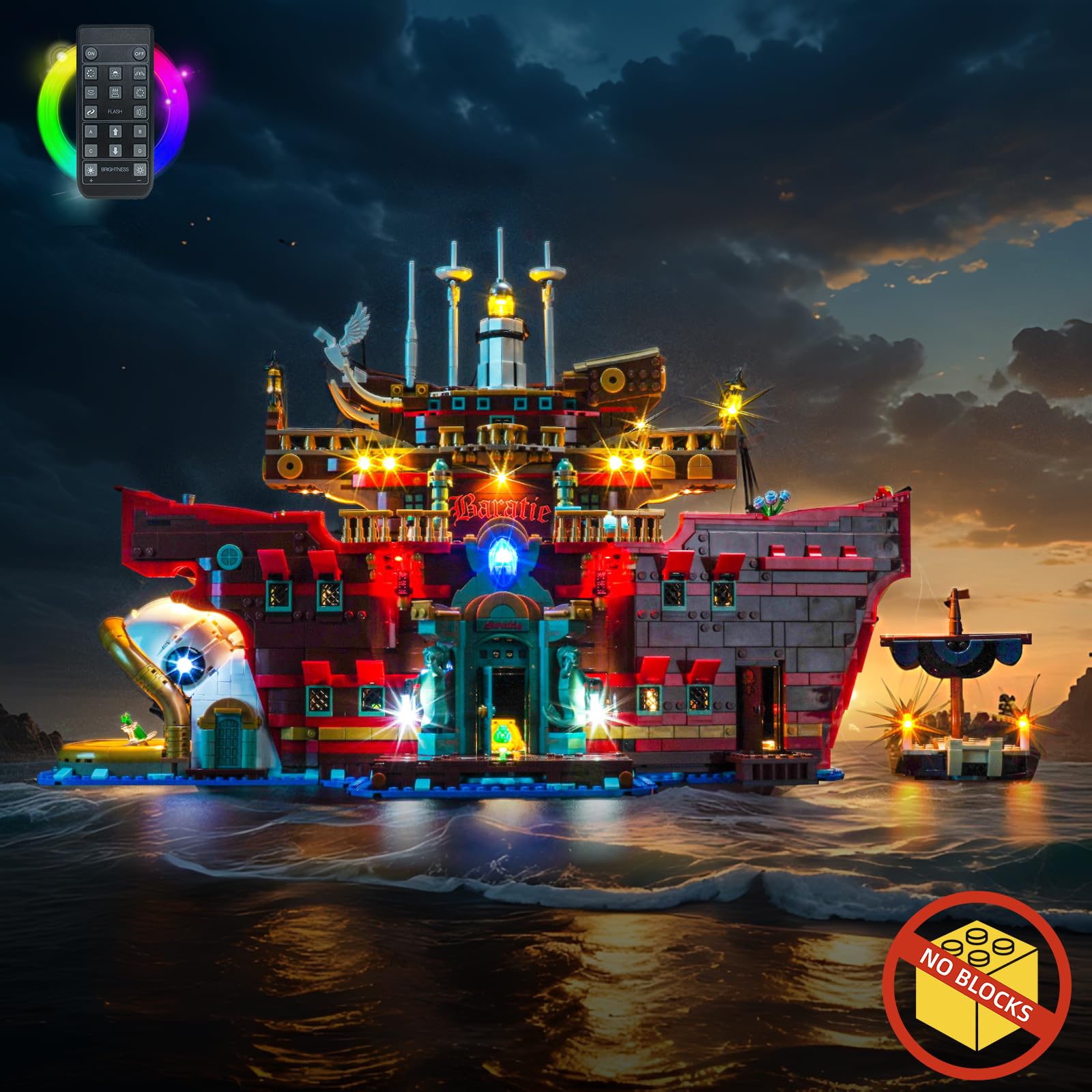 Fernbedienung Licht-Kit Kompatibel mit Lego The Baratie Floating Restaurant 75640 (Kein Modell), Led Beleuchtungs Set Compatible with Lego 75640 The Baratie Floating Restaurant Kreative Spielzeug - 4