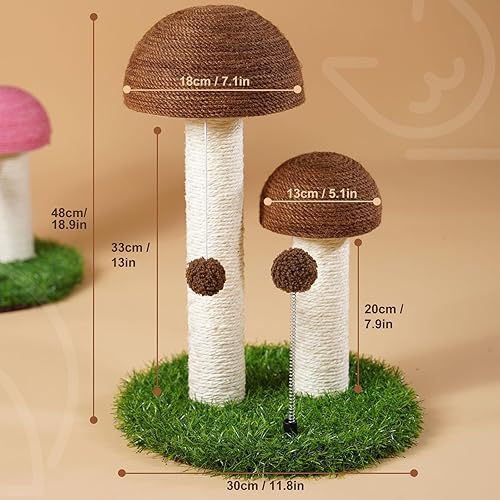 Miniatura 2 de Odoland Rascador para gatos con forma de hongo natural para la salud del gatito y el buen comportamiento, accesorios disuasorios para muebles para