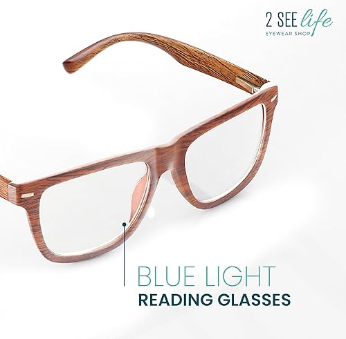 Miniatura 2 de Lentes de lectura de luz azul con marco resistente de color marrón mate para hombre para lucir modernos con alta visión, lectores duraderos para