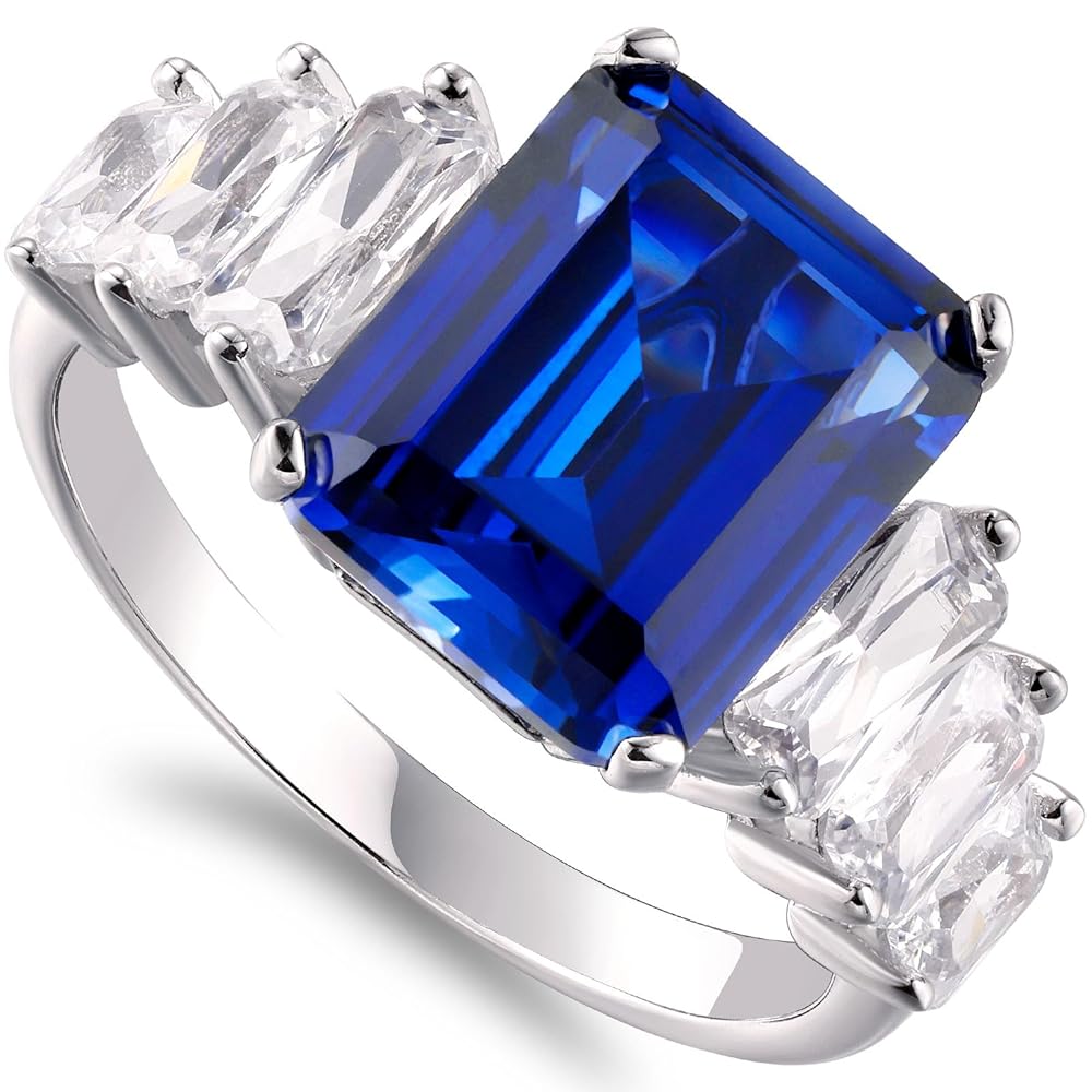 Birthstone Rings Gem Stone King 925 Sterling Silver Blue Sapphire