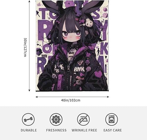 Miniatura 2 de LBW Manta Kawaii de dibujos animados de anima, bonita manta para niñas, manta de viaje de franela súper suave para dormitorio, sala de estar, sofá